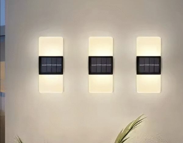 Pack x 2 - Aplique Solar LED Moderno Acrílico – Luz Blanca y Cálida